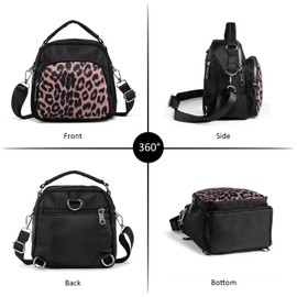 LaRechor Women's Cross-body Bags - Small Handbags for Women with Handle - Convertible Shoulder Bag with Multiple Pockets - Leopard Print Bag