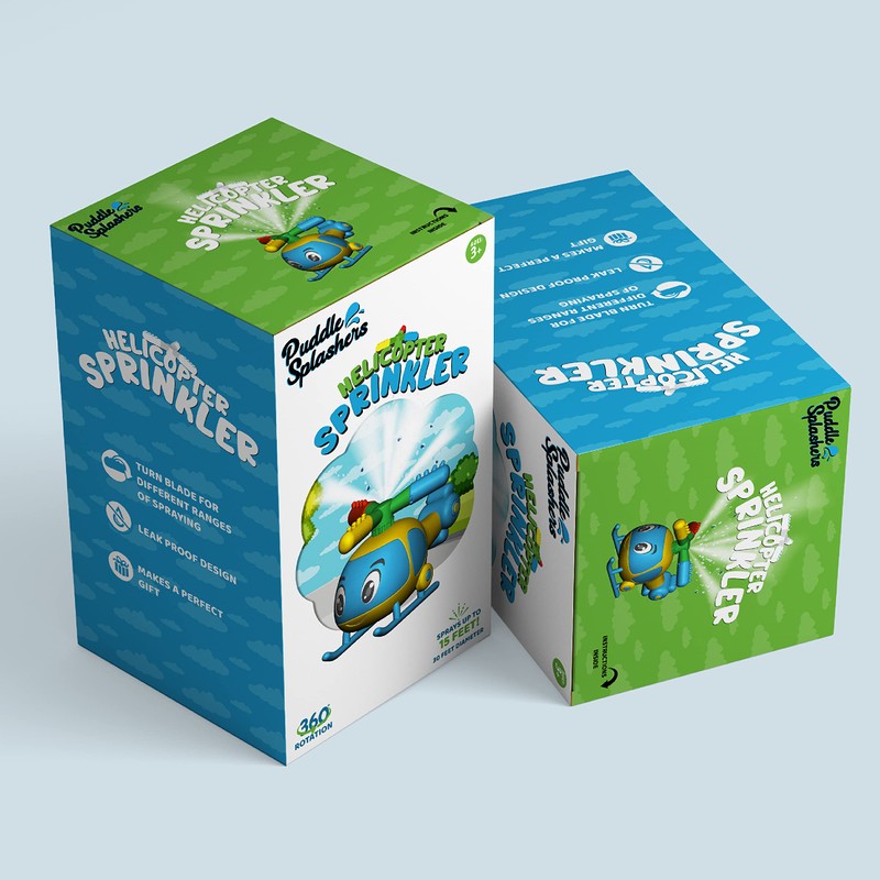 PUDDLE SPLASHERS Helicopter Water Sprinkler for Kids, Spinning Sprinkler for