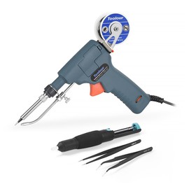 6 in 1 Soldering Gun Solder Iron Kit, 60W 110V Temp Adjustable Automatic Hand-held Solder Feeding Welding Gun with Tin Wire, Tweezers for Electronic Circuit Board Repair Rework DIY