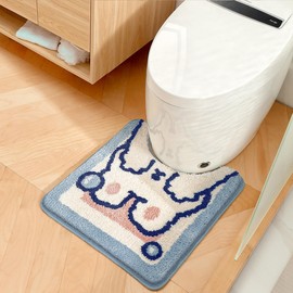 Rabbit Toilet Mat, Extra Soft and Absorbent Bath Rugs, Machine Wash Dry, Animal Non-Slip Carpet Mat for Tub, Shower, and Bath Room, 20' x 22"