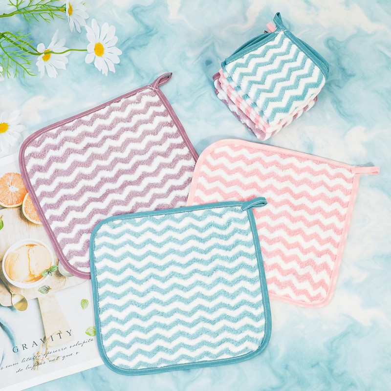 PHOGARY Flannel Face Cloth Pack 6, Reusable Microfibre Face Cloth,