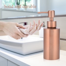 Haofy Dish Soap Dispenser Copper 304 Stainless Steel Rose Gold Soap Bottle, Kitchen Bathroom Countertop hand Pump Liquid Soap Bottle(250ml)