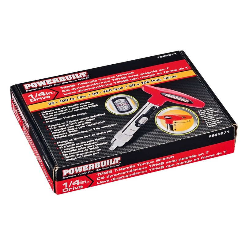 Powerbuilt 1/4 inch Drive Ratcheting T-Handle Torque Wrench, 20-100 in.