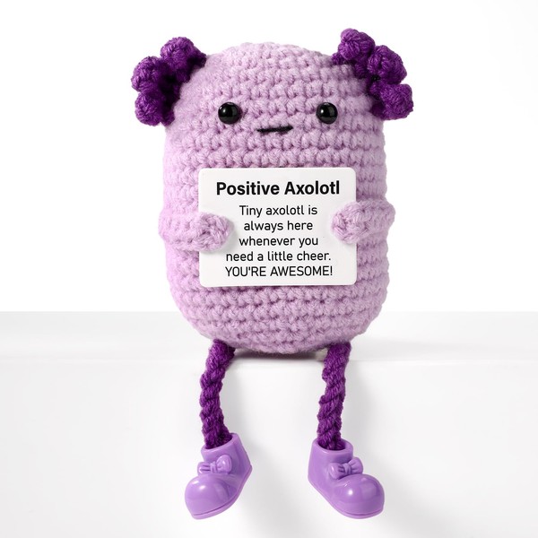 TOYMIS Positive Axolotl Crochet Funny Wool Axolotl Toy with Encouragement