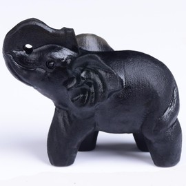 Ytbeoxk 2.1 Inch Black Obsidian Elephant Crystals Decor, Healing Crystal Cute Figurines, Black Elephant Gemstones Decorations Statue, Lucky Reiki Stones in Home Office Meditation Gift for Women men