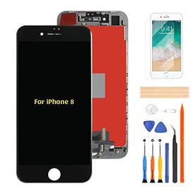 A-MIND Para iPhone 8 Pantalla LCD Reemplazo Pantalla Táctil Digitalizador Piezas para A1863 A1905 A1906 Kit de Reparación de Montaje Completo con Herramientas (Negro)