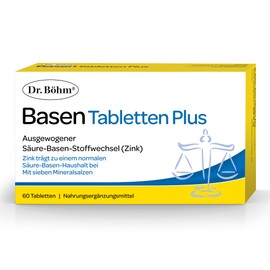 Dr. Böhm Basen Tablets Plus: Acid-Base Balance with Magnesium, Potassium and Calcium as well as Zinc, Selenium and OPC, 60 Tablets
