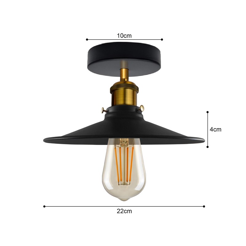 LEDSone Vintage Ceiling Light,Edison Flush Mounted Retro Style Metal Industrial