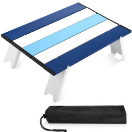 CroBlissful Ultralight Mini Beach Table Folding Small Camping Portable Table White Aluminum Side Table with Carry Bag for Camping Picnics and Outdoor Activities(Navy Blue)