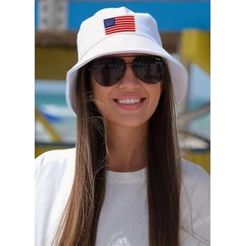 XYIYI 2 Pack American Flag Black White Unisex Bucket Hat for Women Men Summer Beach Fishing Hat Sun Hat