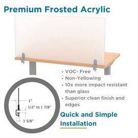 VaRoom - Desk Divider for Office. Test Dividers for Student Desks. Desk Dividers for Students- Privacy Desk Panel. Privacy Divider. Frosted Acrylic Clamp-on Desk Partition (47” W x 22”H)