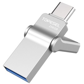 TOPESEL 256GB USB C Memoria Flash Doble USB 3.0 USB a & C Memoria Flash de Pulgar UDP Tech Impermeable C Memoria Flash portátil USB c OTG, Adecuado para tabletas de teléfonos Inteligentes (256, GB)