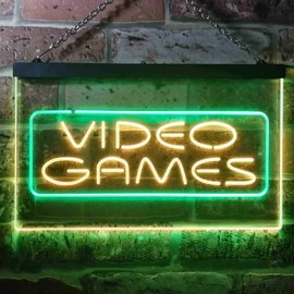 ADVPRO Video Games Room Dual Colour LED Bar Light Neon Light Advertising Neon Sign Green & Yellow 300 x 210 mm st6s32-i3466-gy