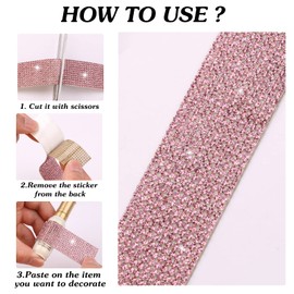 Self Adhesive Crystal Ribbon, Rhinestone Diamond Bling Stickers for Gift Wrapping, DIY Arts Crafts Projects Decor, Wedding, Party Supplies (Black, 1" X 3 Yards)