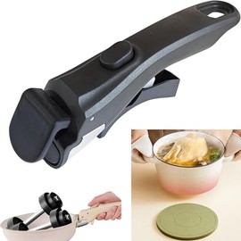 取り外し可能ハンドル ワンタッチ着脱式鍋取っ手 、シリコン断熱マット付き | 3kg耐荷重で安定 | キッチン/アウトドア/お菓子作りに最適 | 主婦/シェフ/キャンプ愛好者向け (ブラック)