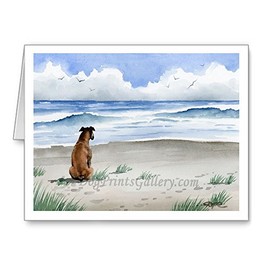 DJ Rogers Fine Art Boxer at the Beach - Set of 10 Watercolor Note Cards With Envelopes