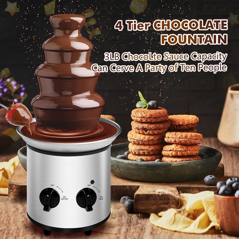 ZEVELOO Chocolate Fountain Machine Electric Chocolate Fondue Fountain Machine Stainless