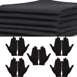 Cosymate 10Pcs Black Cotton Gloves Inspection Gloves Soft Moisturizing Gloves Safety Work Gloves, Thickened Cotton Made Skin Friendly Gloves for Jewelry Inspection, Archival Cleaning, Dry Hands