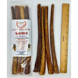 ELITE TREAT Natural Odor Premium 12 Inch Large Bully Sticks for Dogs，Healthy Long Lasting Pizzle Chews(4 Pack)，Single Ingredient，All Natural，Free Range 100% Grass-Fed Beef，Grain-Free, Low Fat