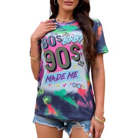 80s Baby 90s Made Me Shirt Womens Vintage Tie Dye 90s Shirts Casual Retro 81's Nostalgia Shirt Tops(Tiedye,Medium)