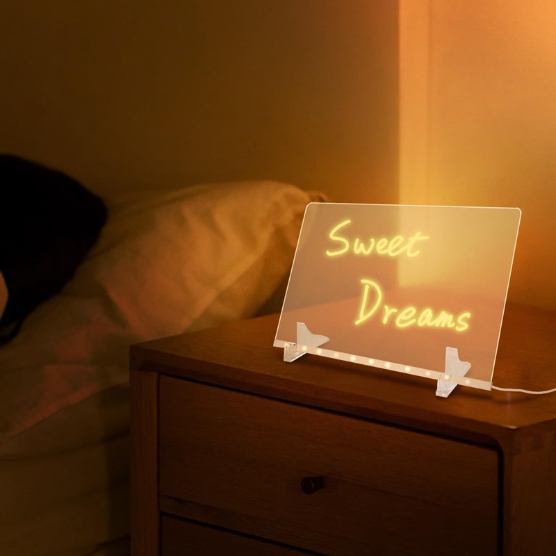 LED Dry Erase Notepad - Acrylic Message Board, Adjustable USB