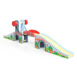 Wooden Train Track Accessories Wood Train Lifting Bridge for Railroad Tracks fits All Railway Tracks, Compatible with Thomas, Brio or Main Brand Train Set