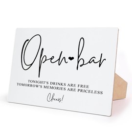 Open Bar Sign, 10 x 8 Inch, Event Party Table Centerpiece Decor, Gender Reveal Decorations, Decor Gifts, for Birthday Party, Wedding Reception, Bridal Shower, Elegant Minimalist Style,6