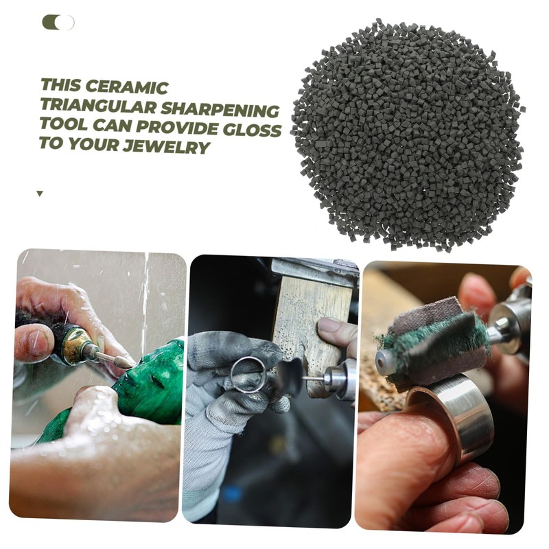 Zerodeko 500g Triangular Abrasive Jewelry Polishing Machine Kit Tumbling Media