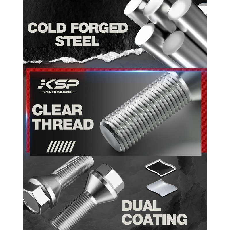 KSP M12x1.25 Wheel Lug Bolts, 20PCS Extended OEM/Stock Wheel Studs