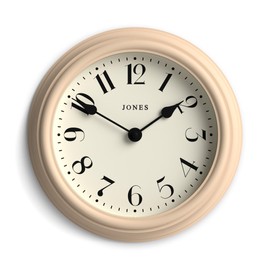 Jones Clocks® 'Frieze' wall clock – small round contemporary classic round clock in nougat, with pretty numbers, 23cm, ideal for the kitchen, living room, office or bedroom