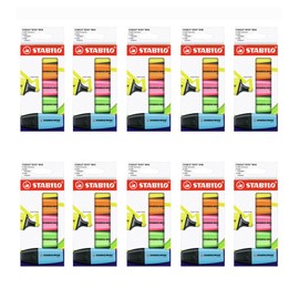 STABILO - Boss Mini Highlighters - 10 x Pack of 5 - with 5 Different Colours