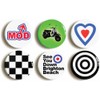 6 x"RETRO SIXTIES MOD" BADGES BUTTON PINS (1inch/25mm diameter) 1960s