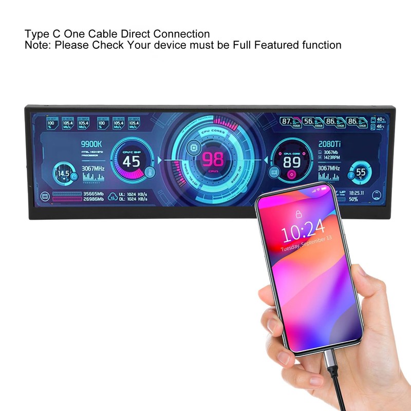 12.6 Inch Secondary Screen FHD IPS Second Screen Stretched Bar