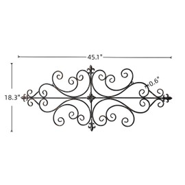 Sintosin Vintage Wrought Iron Wall Decor 45" x 18", Distressed Finish
