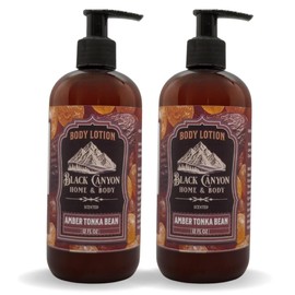 Black Canyon Amber Tonka Bean Scented Body Lotion with Lanolin and Jojoba Oil, 12 Oz (2 Pack)