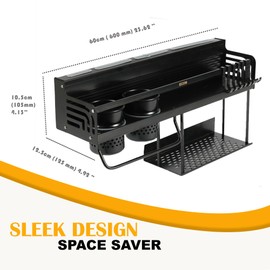 IECOM New Home Essentials Spice Rack Wall Mount, Multi-Use Kitchen Organizer with Utensil Holder, (50cm) 19" Hanging Organizer Wall Spice Rack - Black
