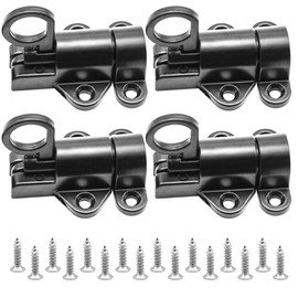Ruidee Pack of 4 Automatic Door Latch Black Aluminium Spring Lock with Screws Spring Latch Lock Automatic Locking Lock Bolt for Windows, Gates (FJMS/Black)