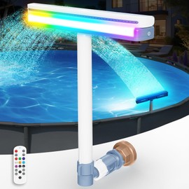 Upgraded Pool Fountain with Remote - 2025 Adjustable Waterfall Pool Sprinkler Fountains with Lights, Rechargeable Spray Water Fountains for Above Ground and Inground Pool for Cooling-Orange