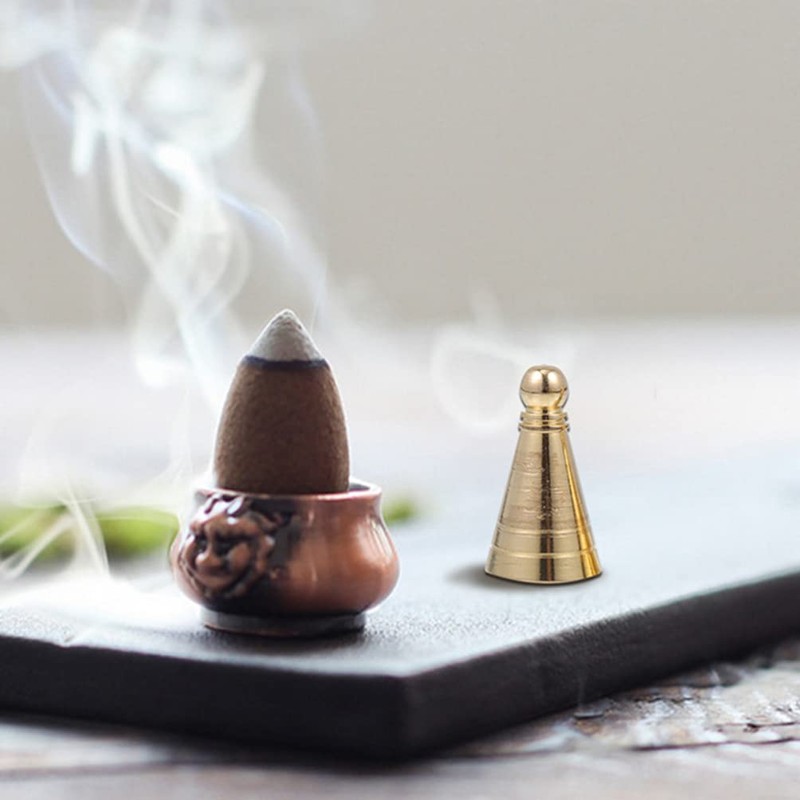 Brass Incense Cone Mold Kit - 5Pcs Golden Cone Incense