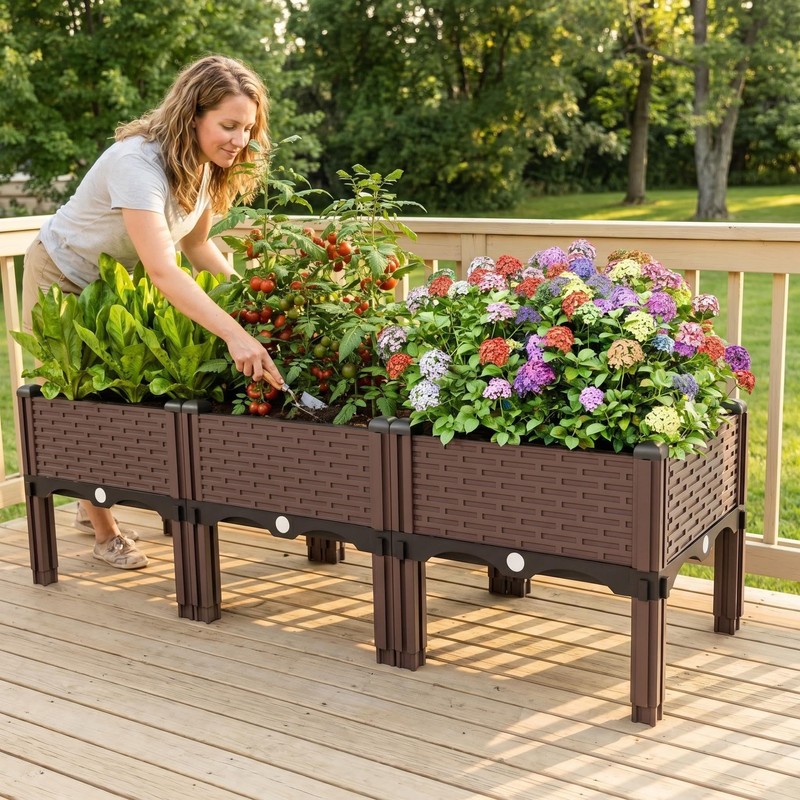 Growchum Modular Raised Garden Bed Kit – DIY Stackable Plant
