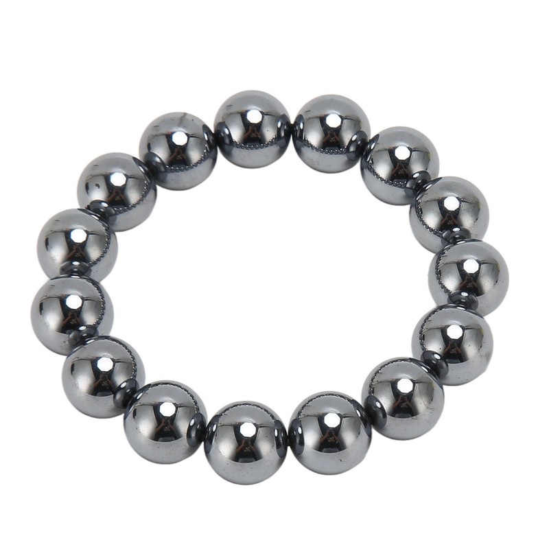 14mm Terahertz Stone Bracelet Promote Circulation Round Beads Chian Bracelet