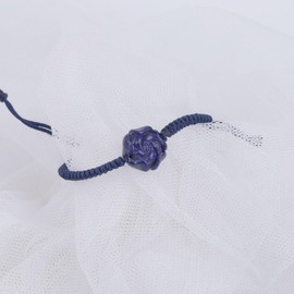 Handcrafted Lapis Lazuli Stone Bracelet for Women, Carved Rose Flower Charm, Navy Braided Cord, Healing Crystal Stone Jewelry Gift for Her