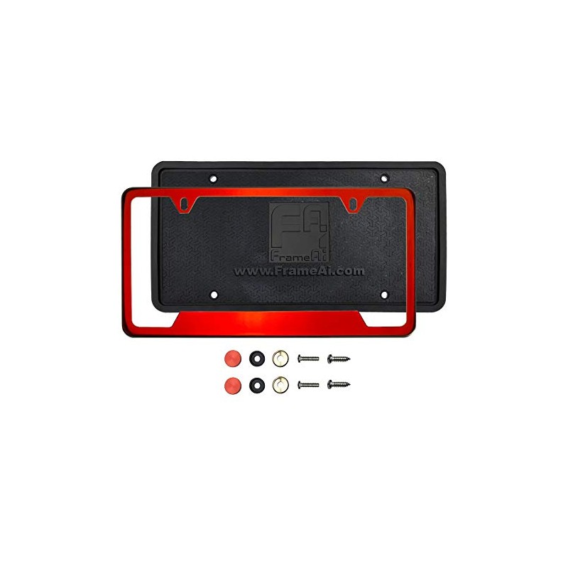 Silicone Back Guard Bottom Cut Out License Plate Holder Red