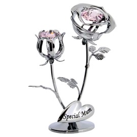 Crystocraft Chrome Plated Rose & Rose Bud Ornament. (Special Mum)