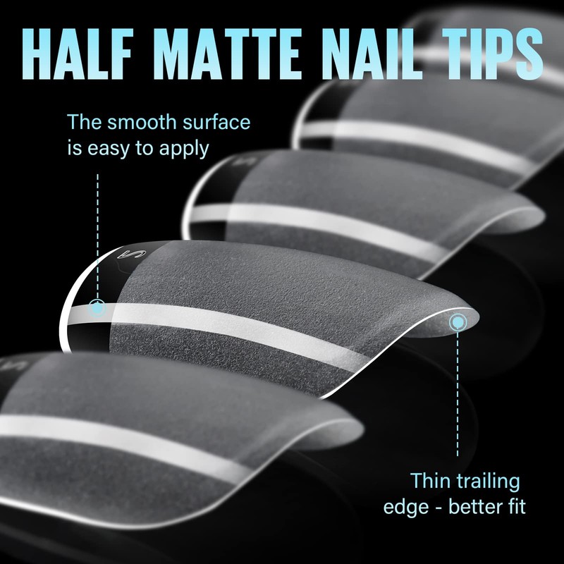 TOMICCA Square Artificial Nail Tips, Pack of 504 Gel Tips