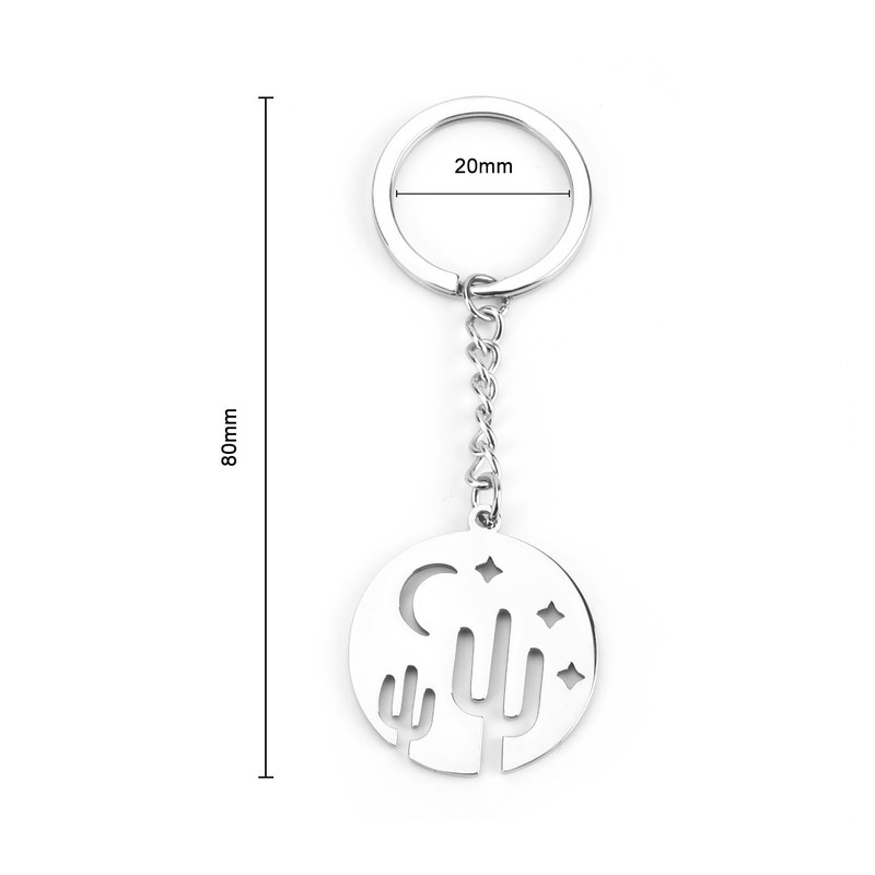 MUCOOS Cactus Keychain, Silver Keychain, Metal Material, Teacher Gift For