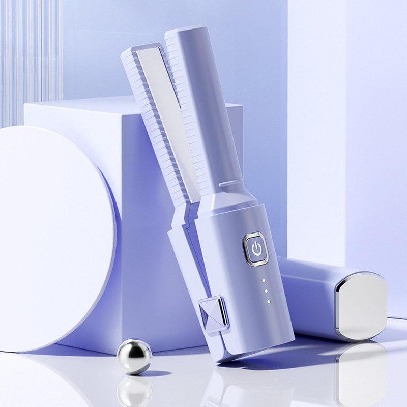 Mini Hair Straightener Portable Straight Curly Hair Flat Iron Rechargeable