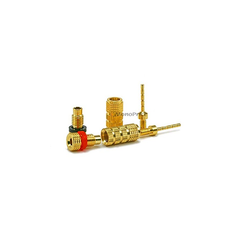 Monoprice 1 Pair of Gold Plated Speaker Pin Plugs, Closed