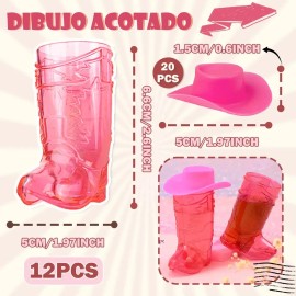 40pcs Vasitos Botas Vaqueras Con Sombrero 1 Oz Para Fiesta