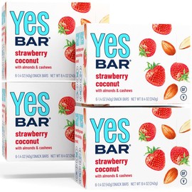 The YES Bar – Strawberry Coconut – Plant Based Protein, Decadent Snack Bar – Vegan, Paleo, Gluten Free, Dairy Free, Low Sugar, Healthy Snack, Breakfast, Low Carb, Keto Friendly (24 Count)